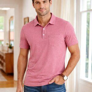 Banana Republic Factory Slim Fit Short Sleeve Pink Polo Shirt Mens M